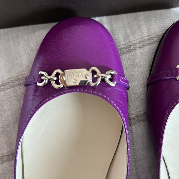 Gucci 283740 Sz 36 Round Toe Leather Flats Amethyst/ Violet Color NIB - Picture 3 of 9